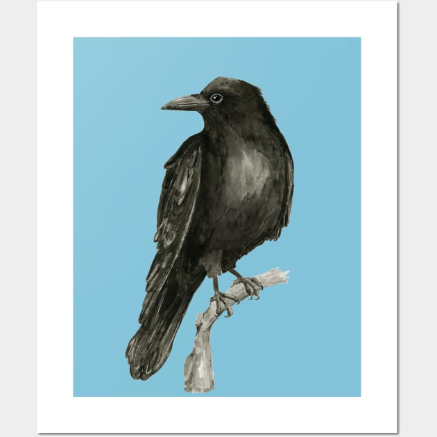 Raven drawing in washed ink Wall Art by Bwiselizzy